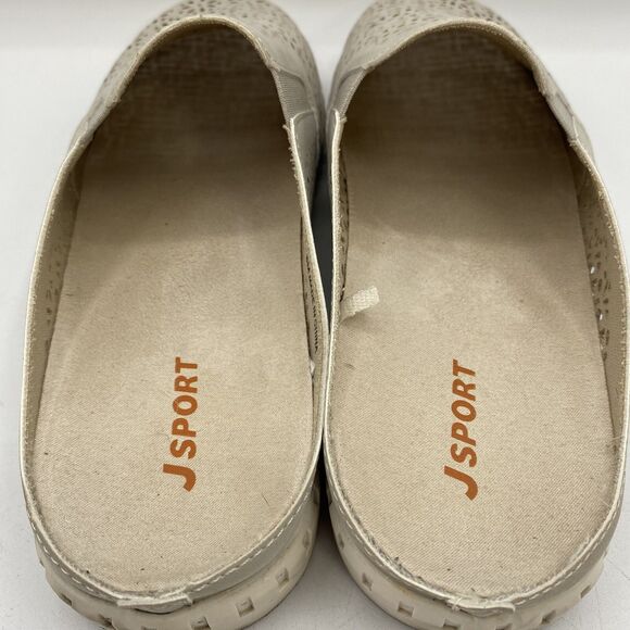 Jsport Women's Taupe Floral Laser Cut Slip On Mule Sneaker Size 8 - Picture 7 of 7